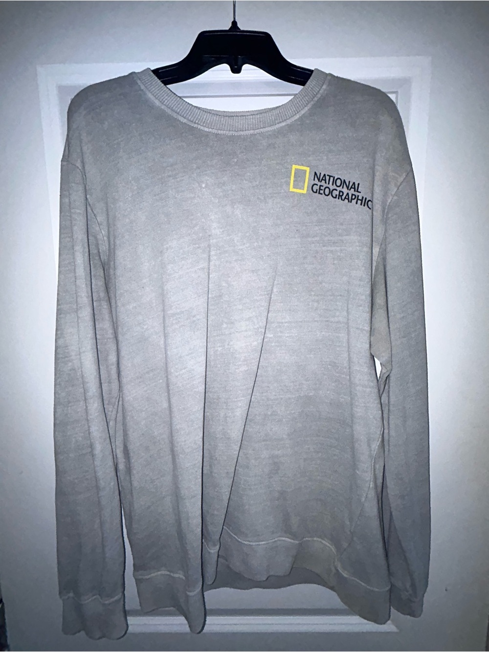 National Geographic Men’s Crewneck Sweater - Light Gray with Yellow Logo